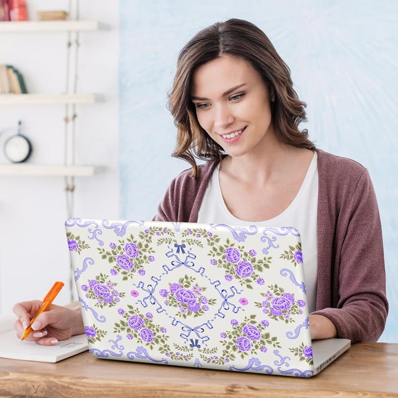 DINKY Laptop Skin Sticker Decal 15.6" 15.4" 12" 13" 13.3" 14" 15 inch Laptop Universal Vinyl Skin Stickers Cover Art Decal Notebook PC Personalized Protector, Purple Flower Bow - Image 2